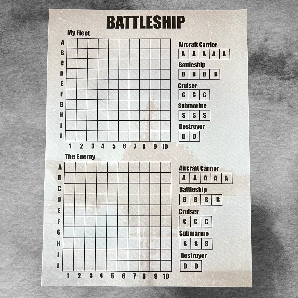 Battleship Game Notepad