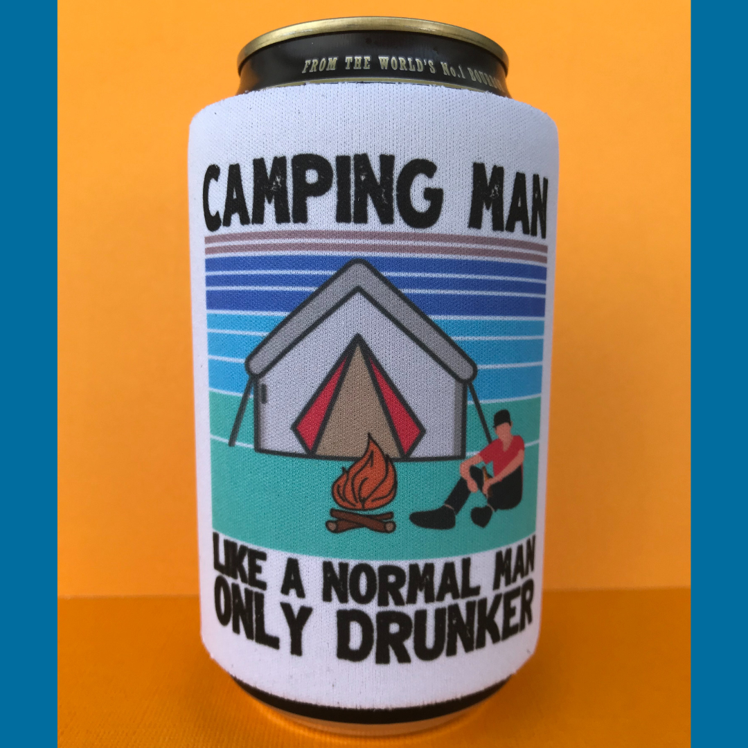 Camping Man Stubby Holder
