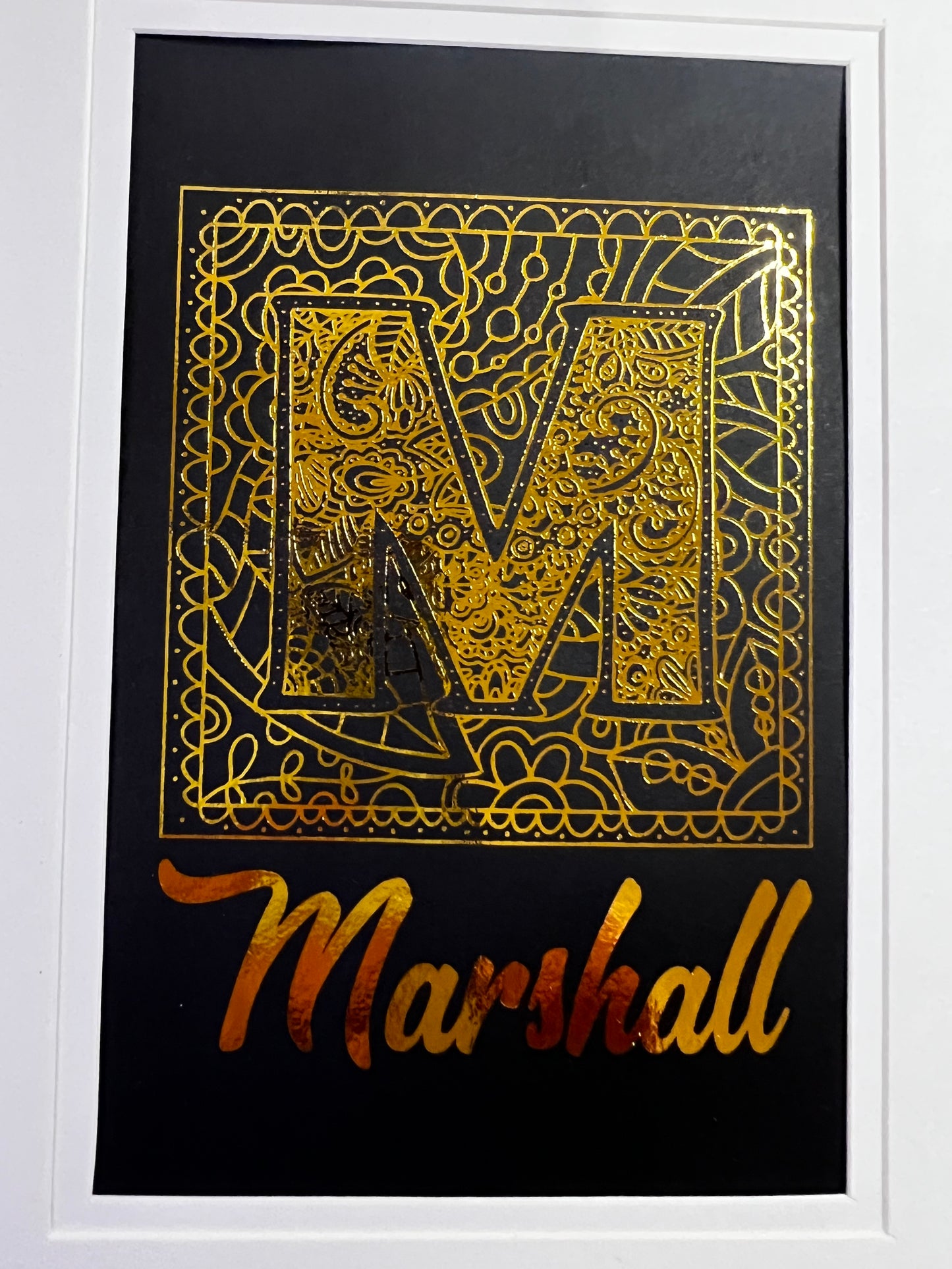 Framed Square Monogram With Name Foil Print