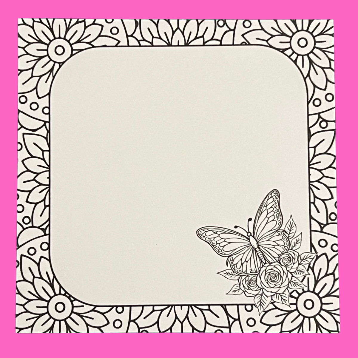 Floral Border Butterfly Colouring In Notepad