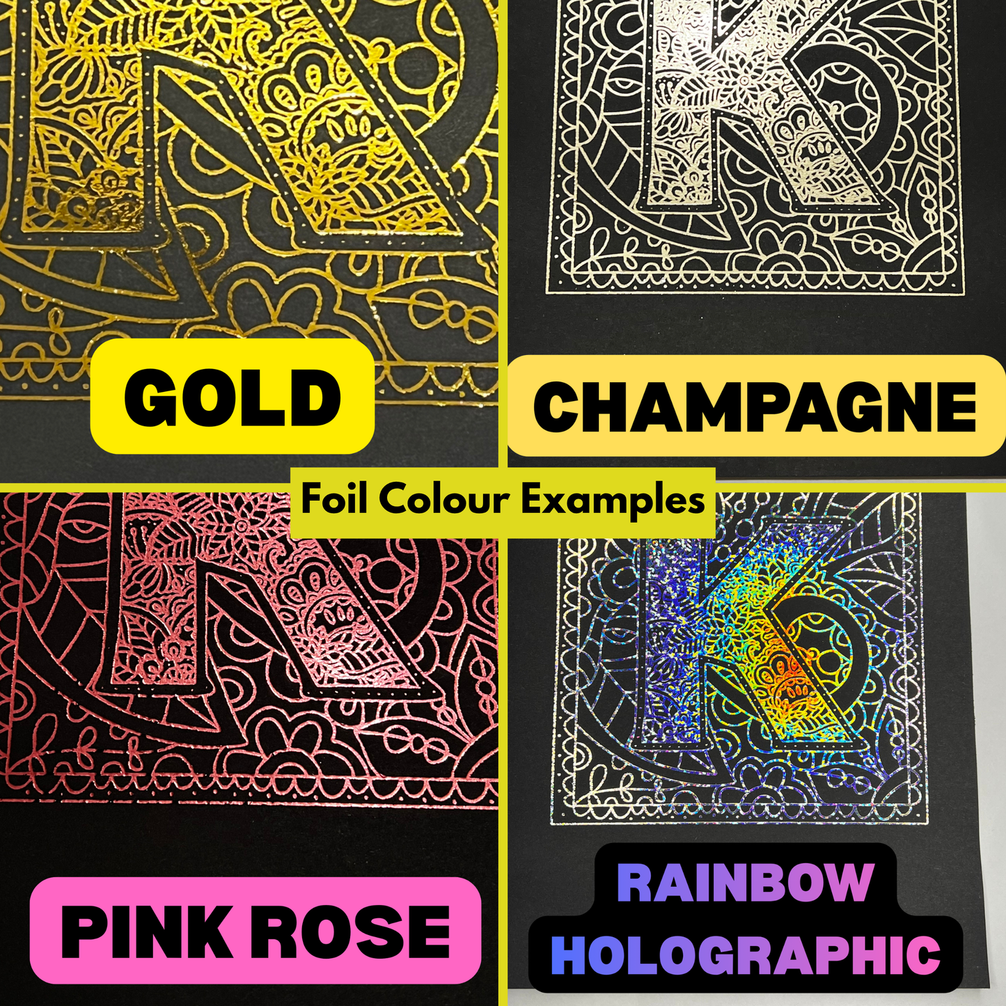 Framed Floral Monogram With Name Foil Print