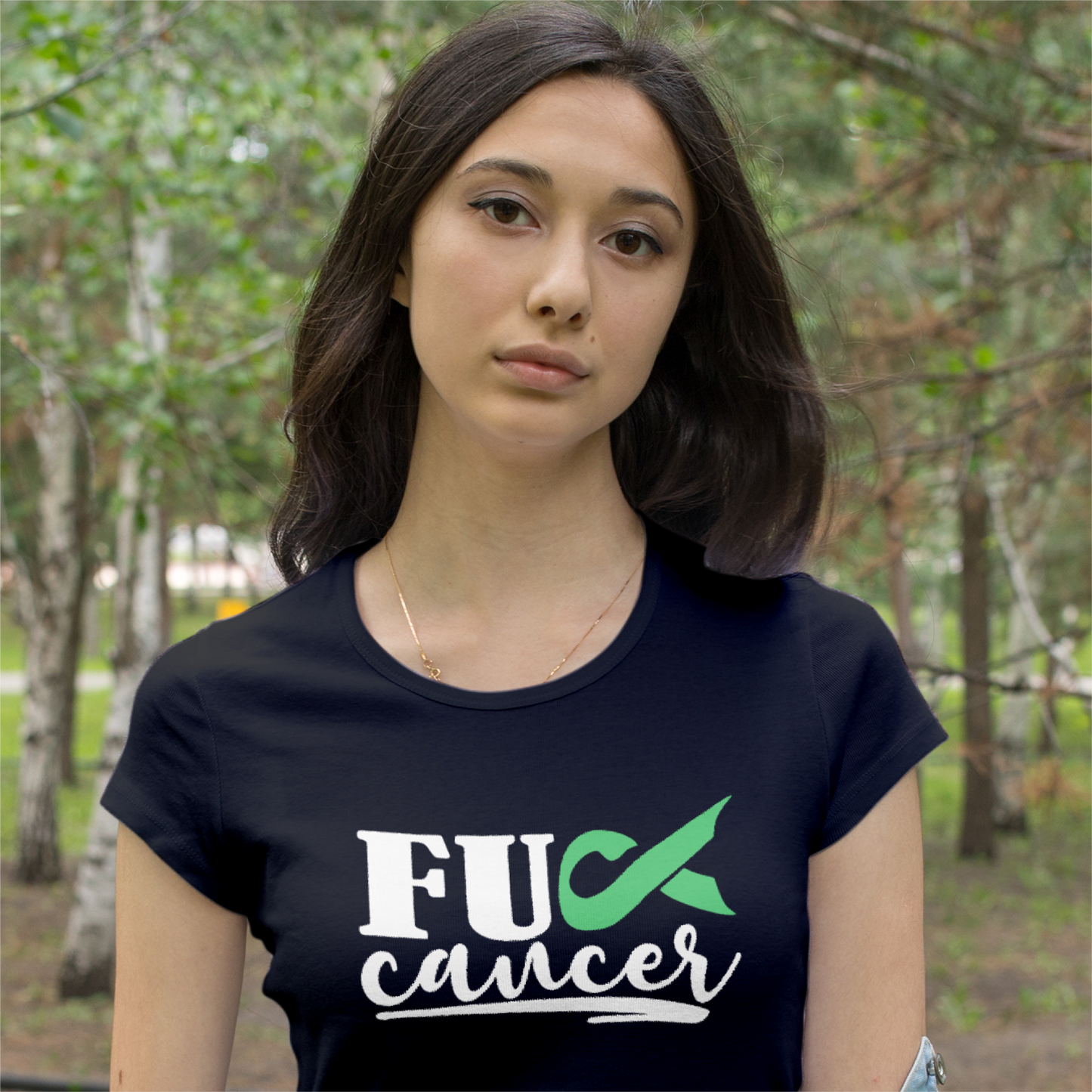 F Cancer Emerald Green Awareness Ribbon Tee