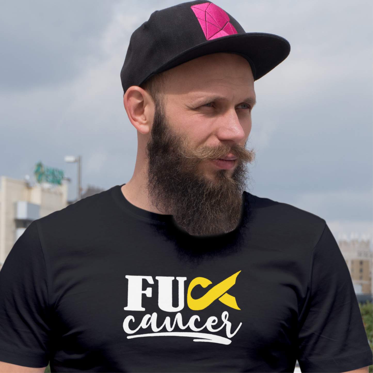 F Cancer Gold Awareness Ribbon Tee