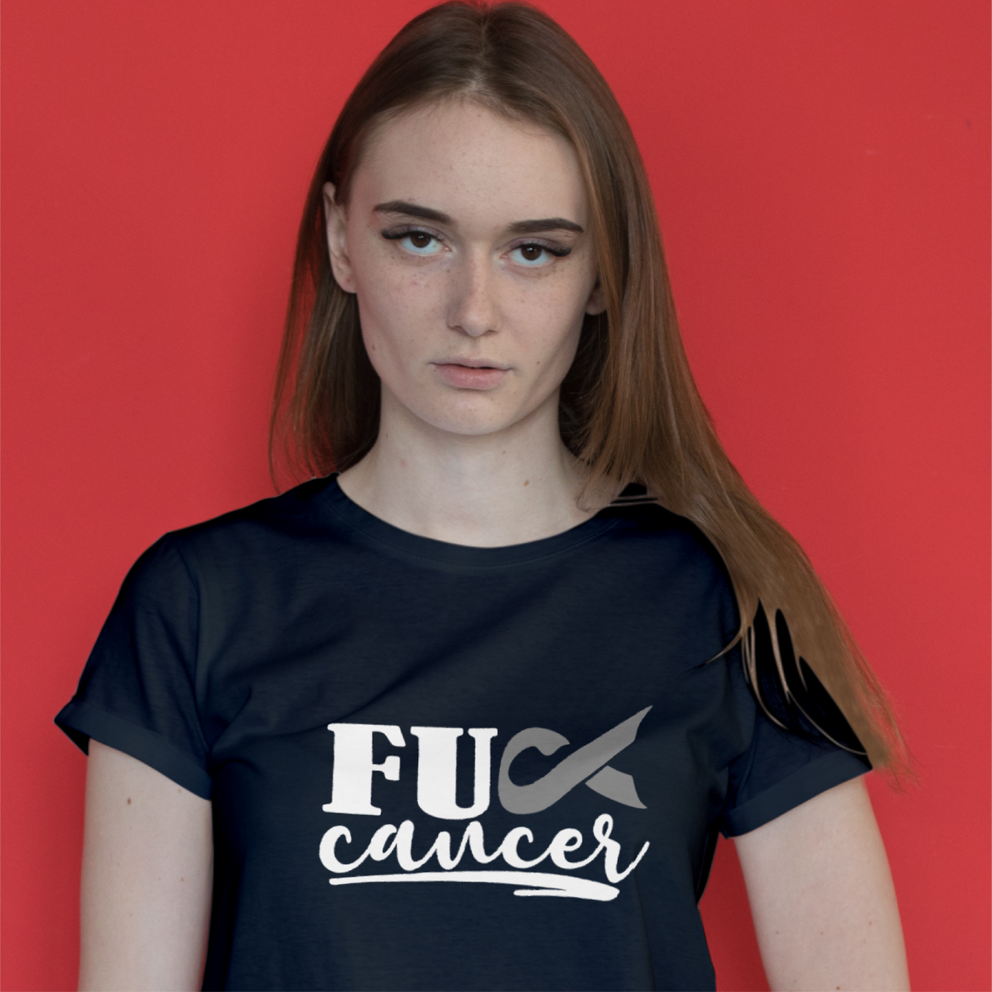 F Cancer Grey Awareness Ribbon Tee