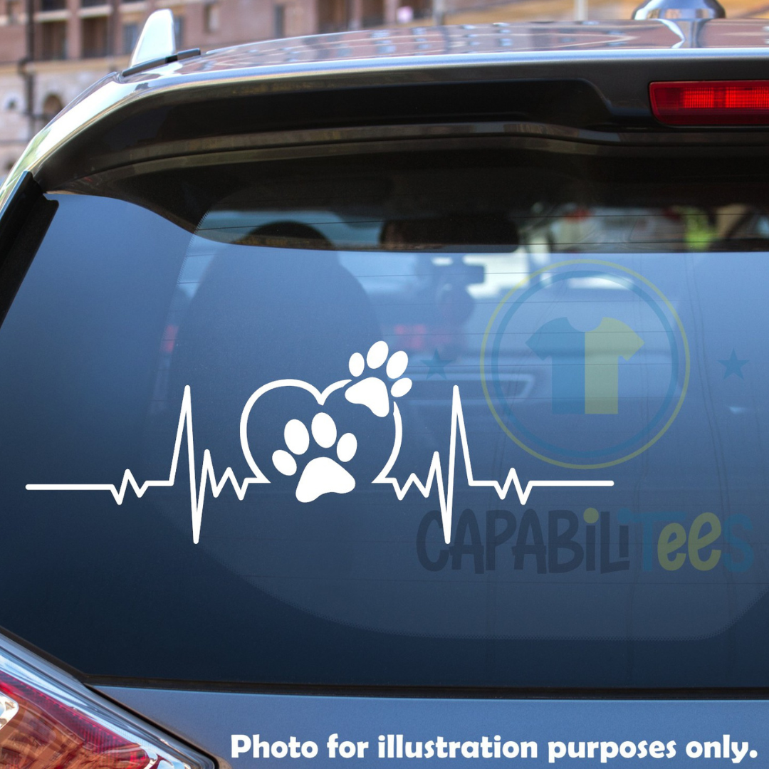Paw Print In Heart Beat Decal