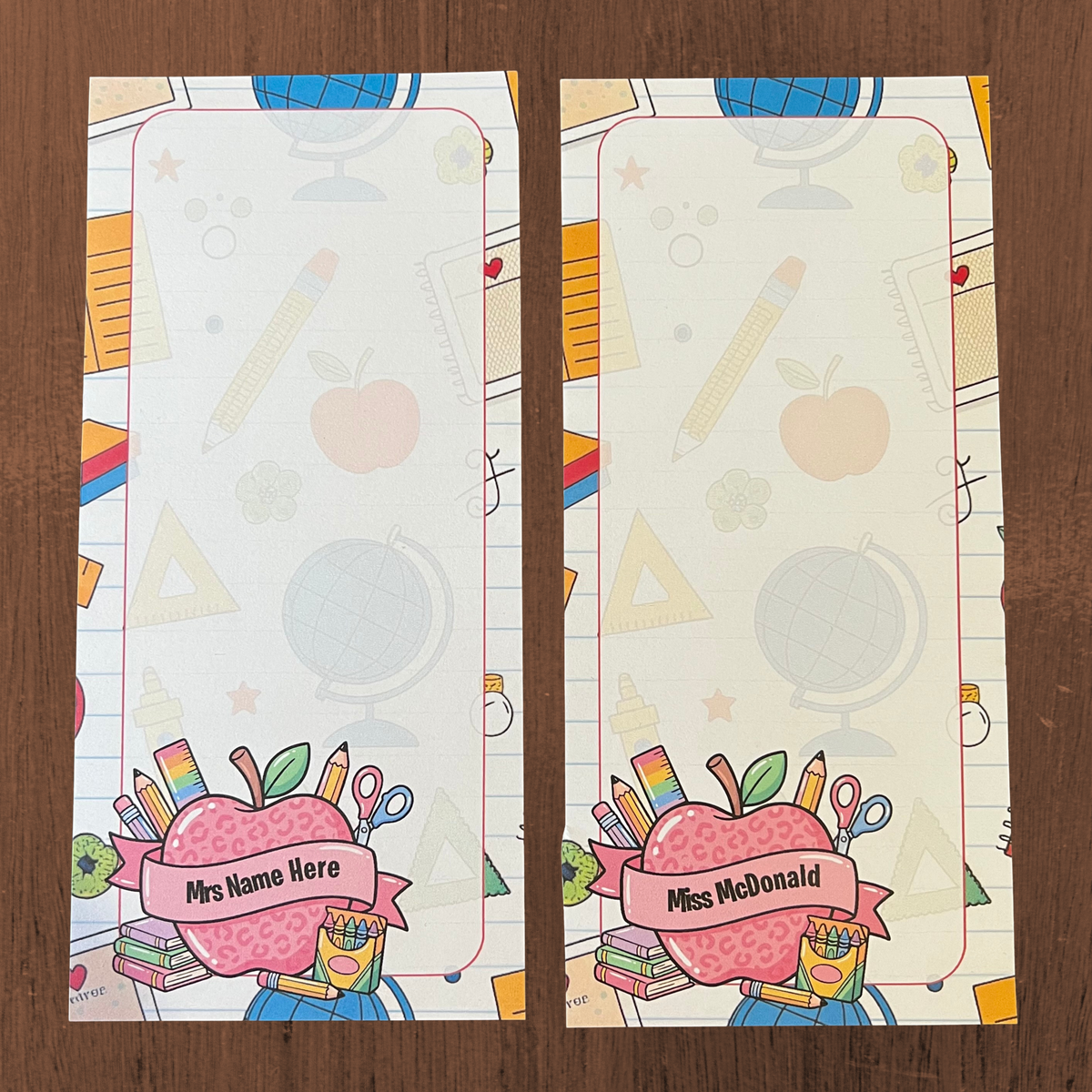 Pink Apple Teaacher Personalised Notepad