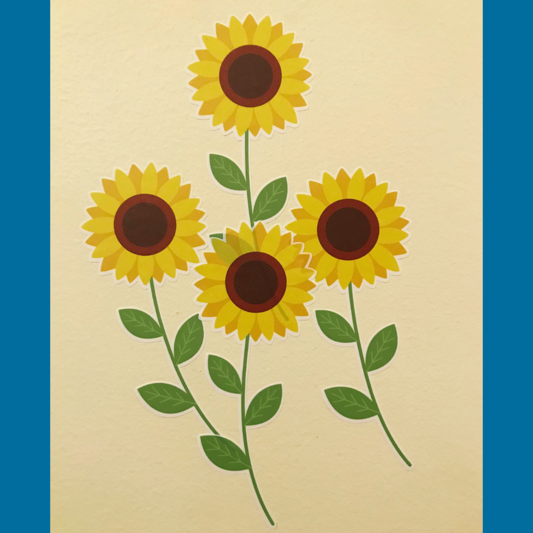 Three Leaf Sunflower Repositionable Fabric Wall Decals