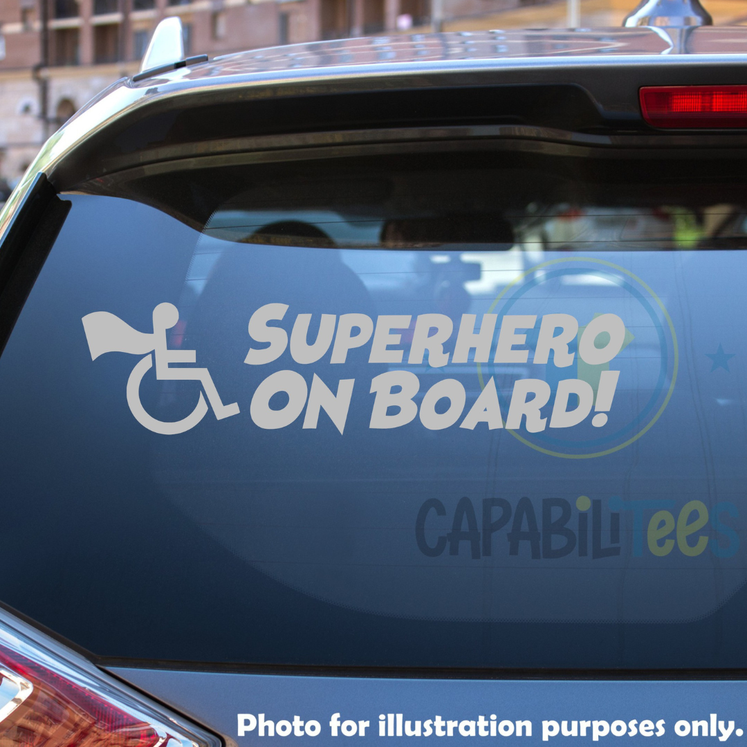 Superhero On Board Wheelchair Decal