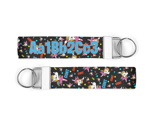 Unicorn See You Next Tuesday Fabric Wristlet Keychain With Optional Personalisation