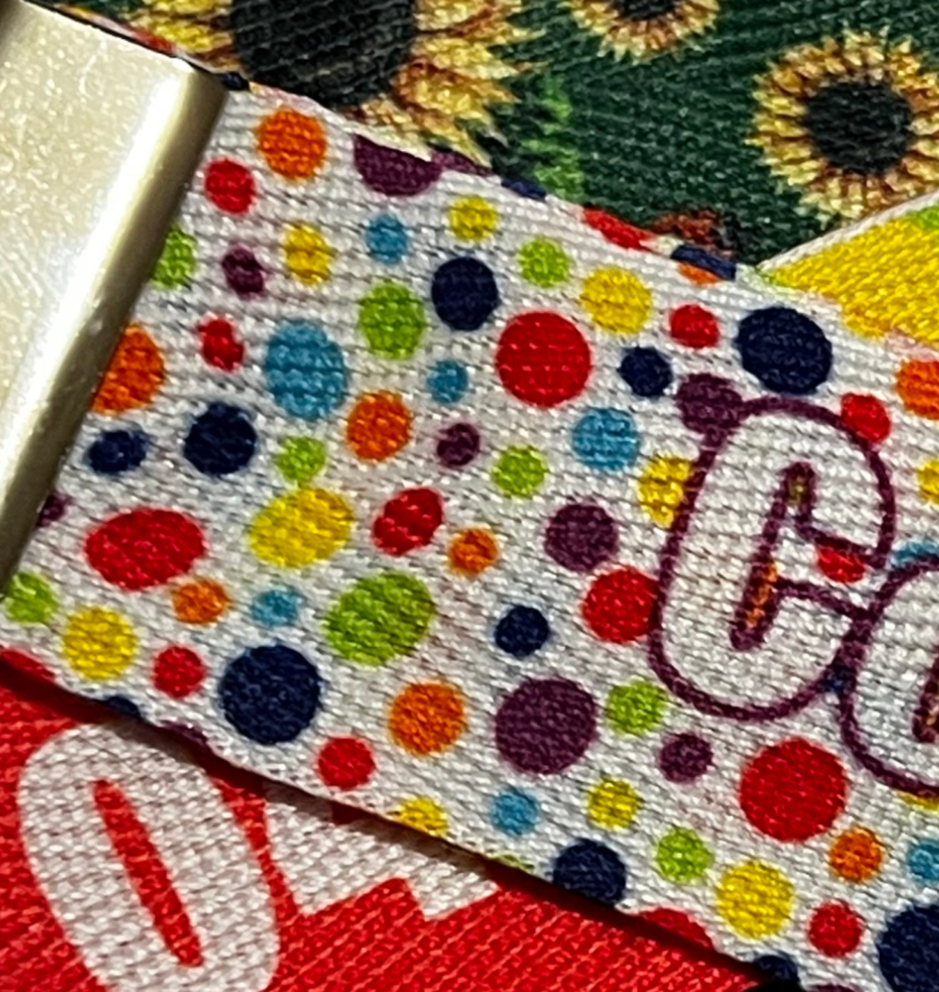 Rainbow Dots Fabric Wristlet Keychain With Optional Personalisation