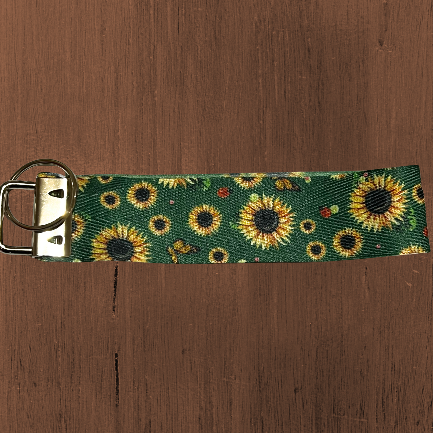 Sunflowers Fabric Wristlet Keychain With Optional Personalisation