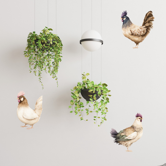 Farm Chickens Repositionable Fabric Wall Decals