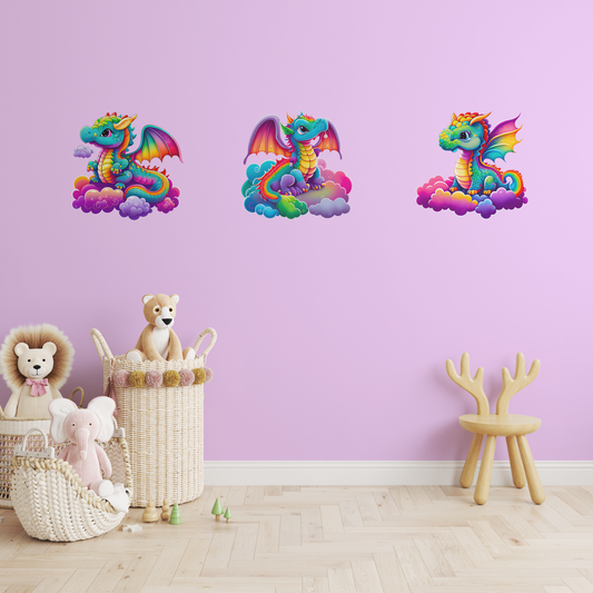 Colourful Dragons Repositionable Fabric Wall Decals