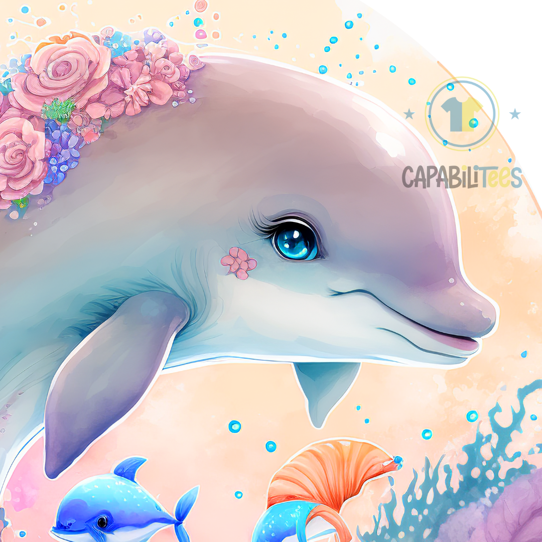 Cute Underwater Dolphin Repositionable Fabric Wall Decal