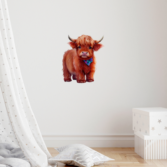 Cute and Whimsical Highland Cow Repositionable Fabric Wall Decal
