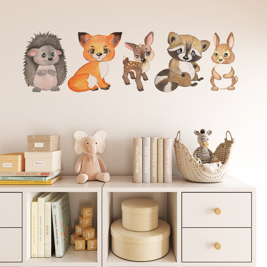Woodland Animal Watercolour Repositionable Fabric Wall Decals