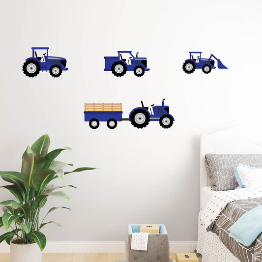 Blue Tractors Repositionable Fabric Wall Decals